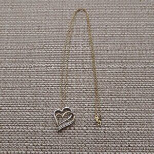 18 Inches Gold Over Sterling Silver 10kt Gold Accent Heart Pendant Necklace A258